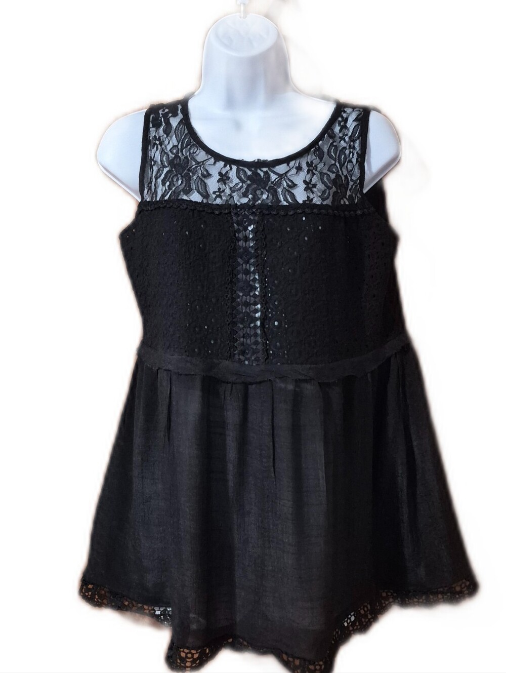 Forgotten Grace Black Lace Sleeveless Peplum Bodice Top Goth Grunge Sz Sm EUC